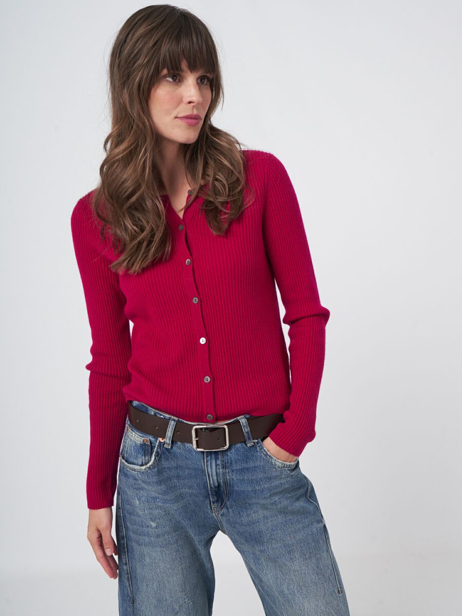 Ribgebreide cardigan van cashmere mix image number 4