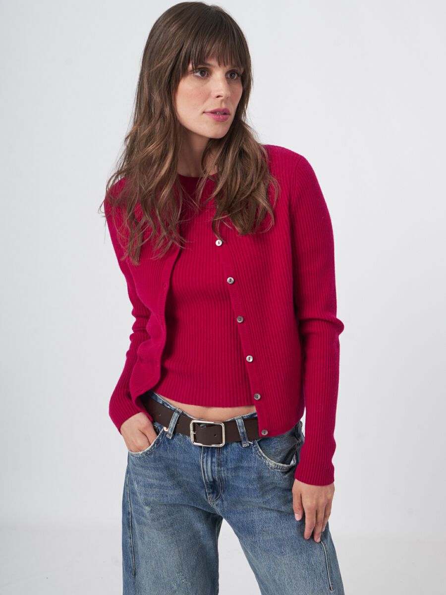 Ribgebreide cardigan van cashmere mix image number 3