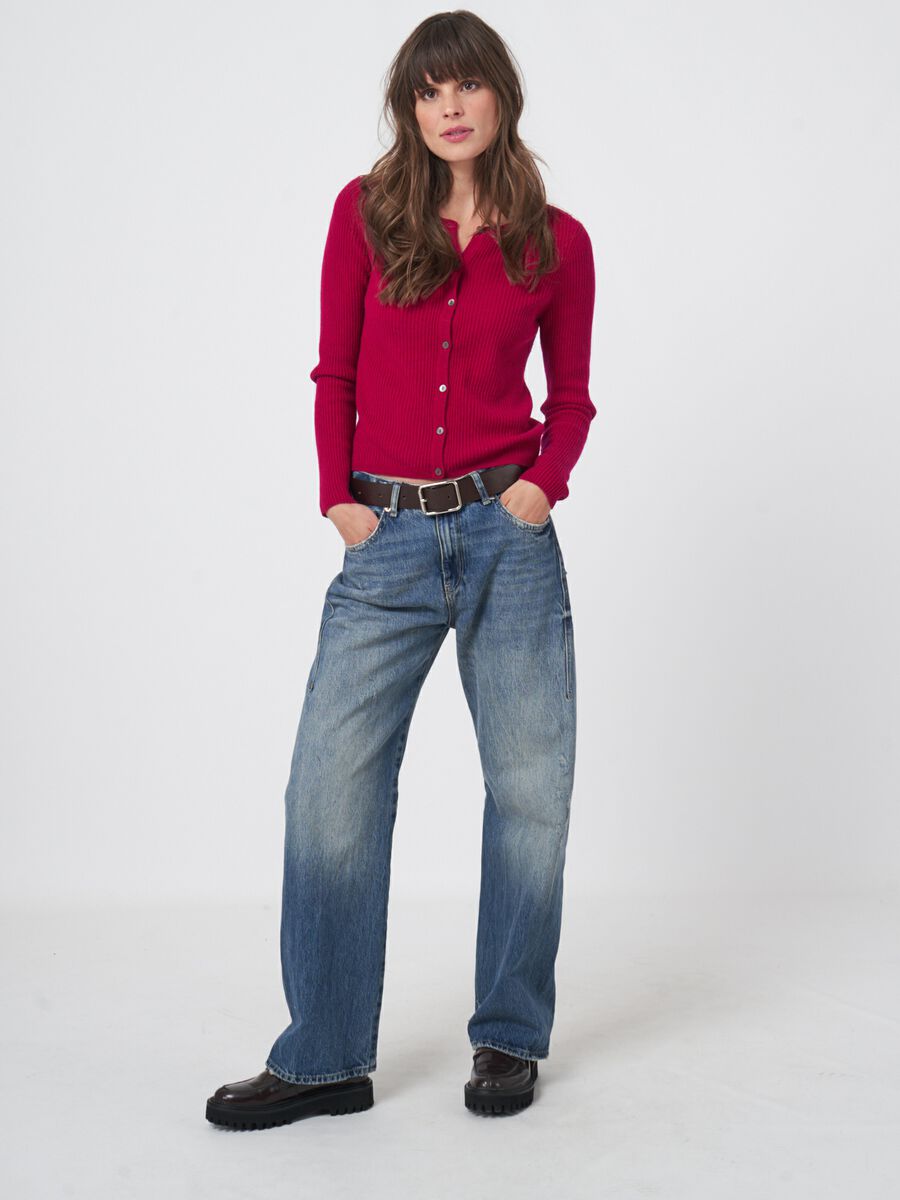 Ribgebreide cardigan van cashmere mix image number 2