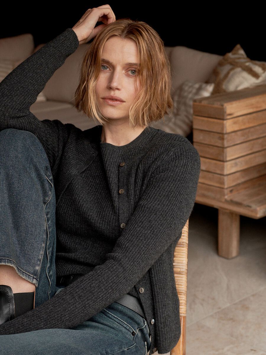 Ribgebreide cardigan van cashmere mix image number 9