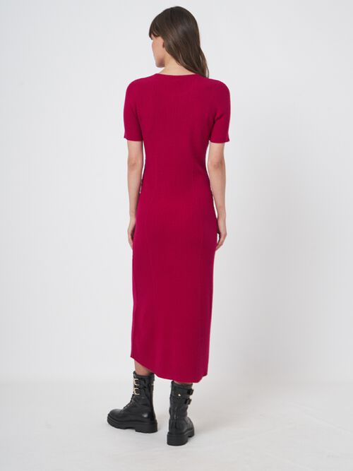 Truijurk met korte mouwen van geribd breisel