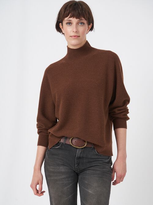 Seamless cashmere blend high neck sweater