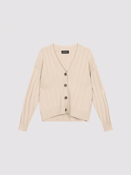 V-hals vest van kasjmiermix met ribstructuur