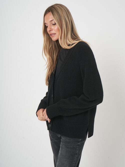 Kasjmiermix v-hals vest met rechte snit