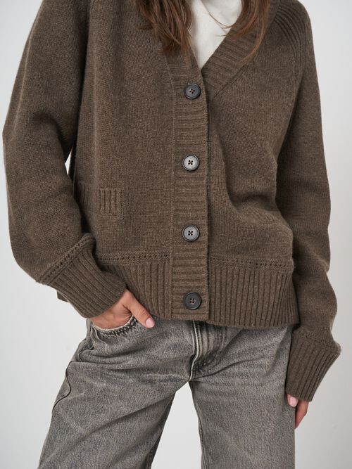 Kasjmiermix v-hals vest met rechte snit