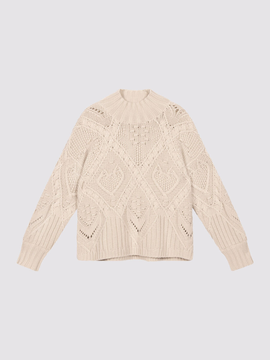 Grofgebreide kabeltrui met opstaande kraag image number 2