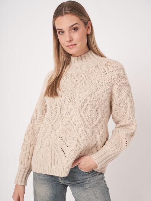 Stand Collar Chunky cable knit Sweater