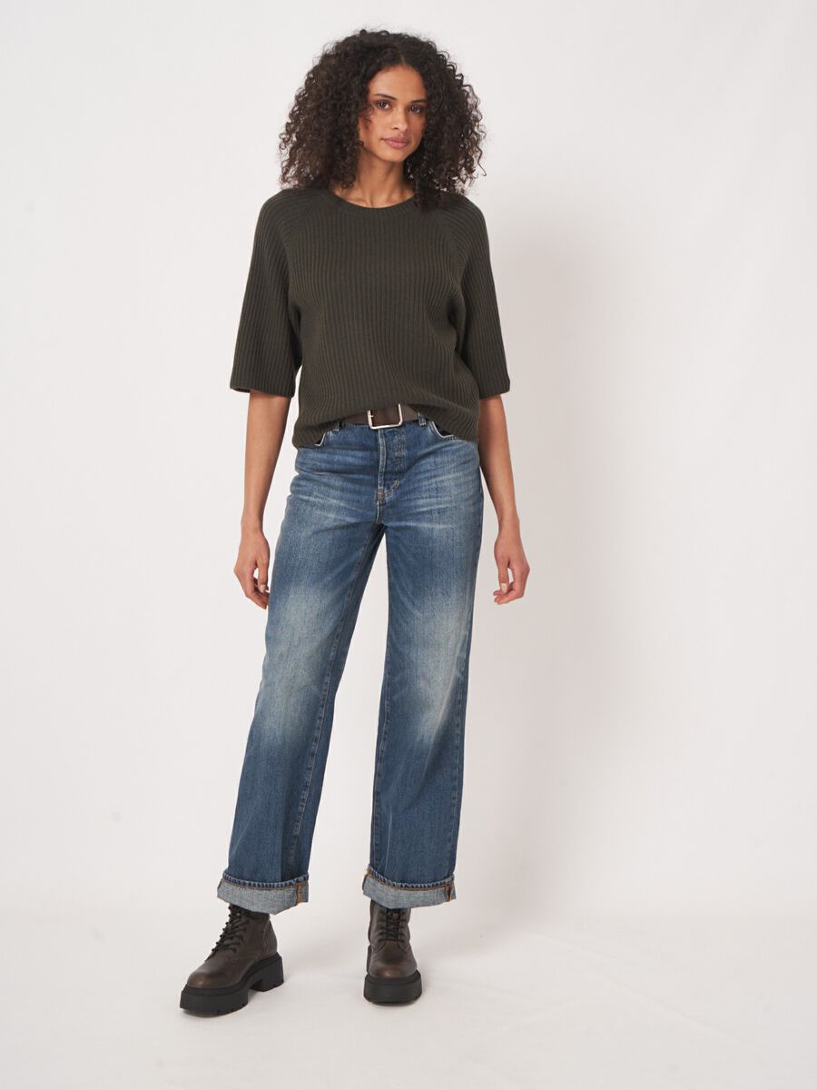 Cropped ribgebreide trui met relaxte pasvorm image number 3