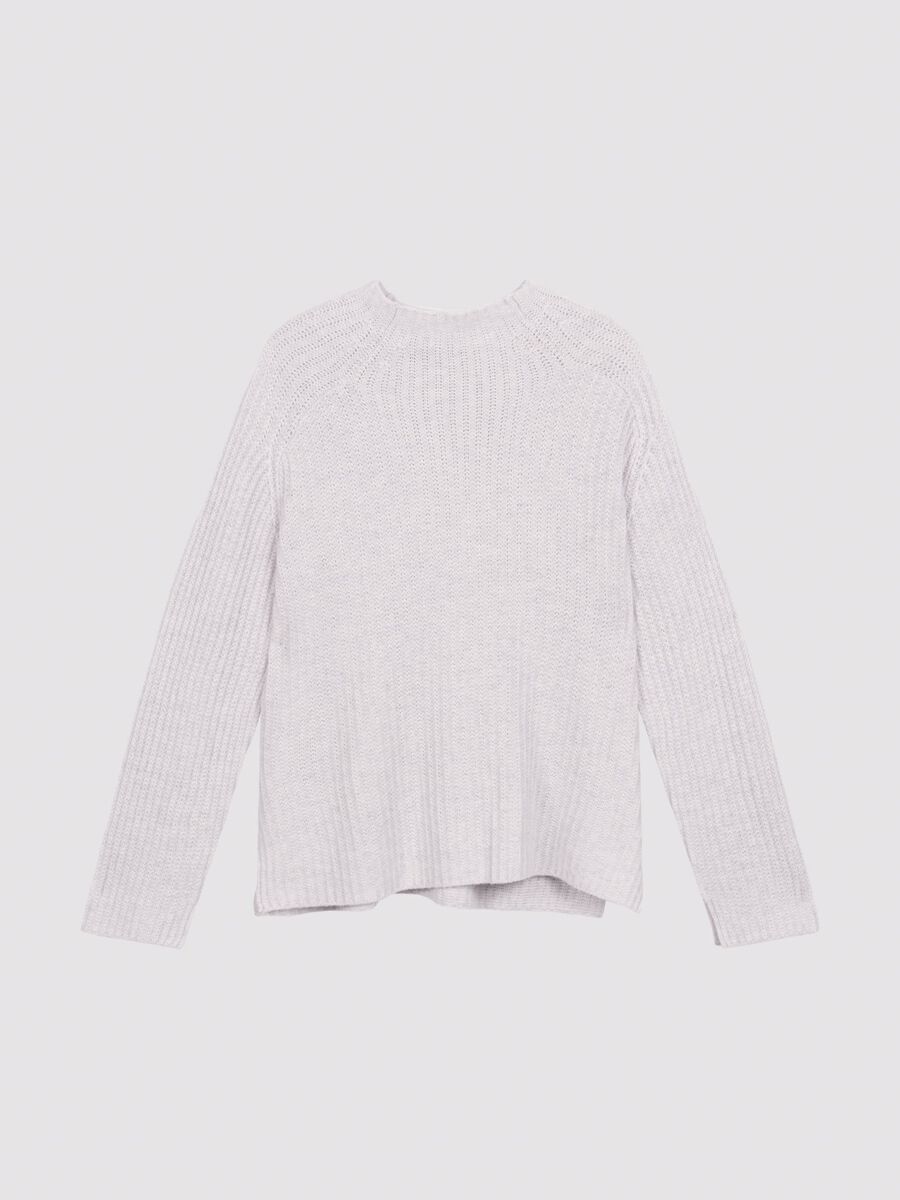 Rippstrickpullover mit Stehkragen aus Kaschmir-Mix image number 4