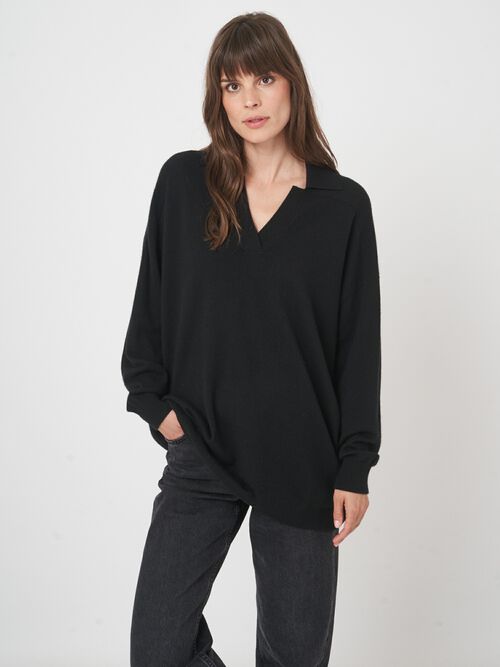 Oversized cashmere blend polo neck sweater