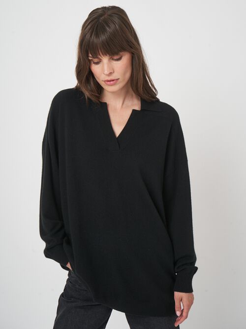 Oversized cashmere blend polo neck sweater