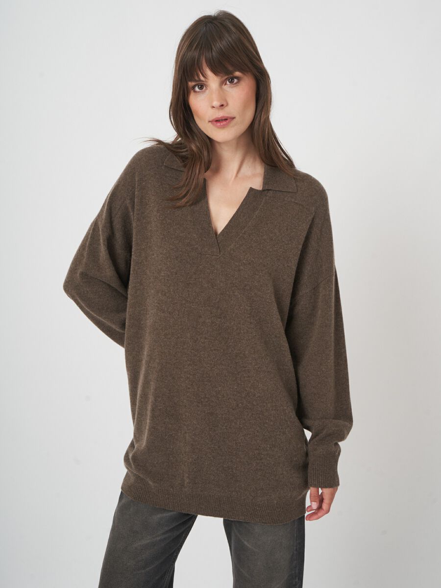 Pull col polo oversize — maille fine & douceur repeat image number 0