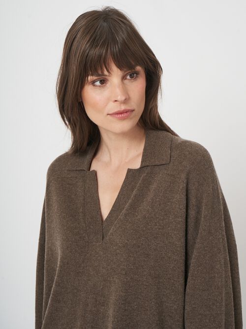 Oversized cashmere blend polo neck sweater