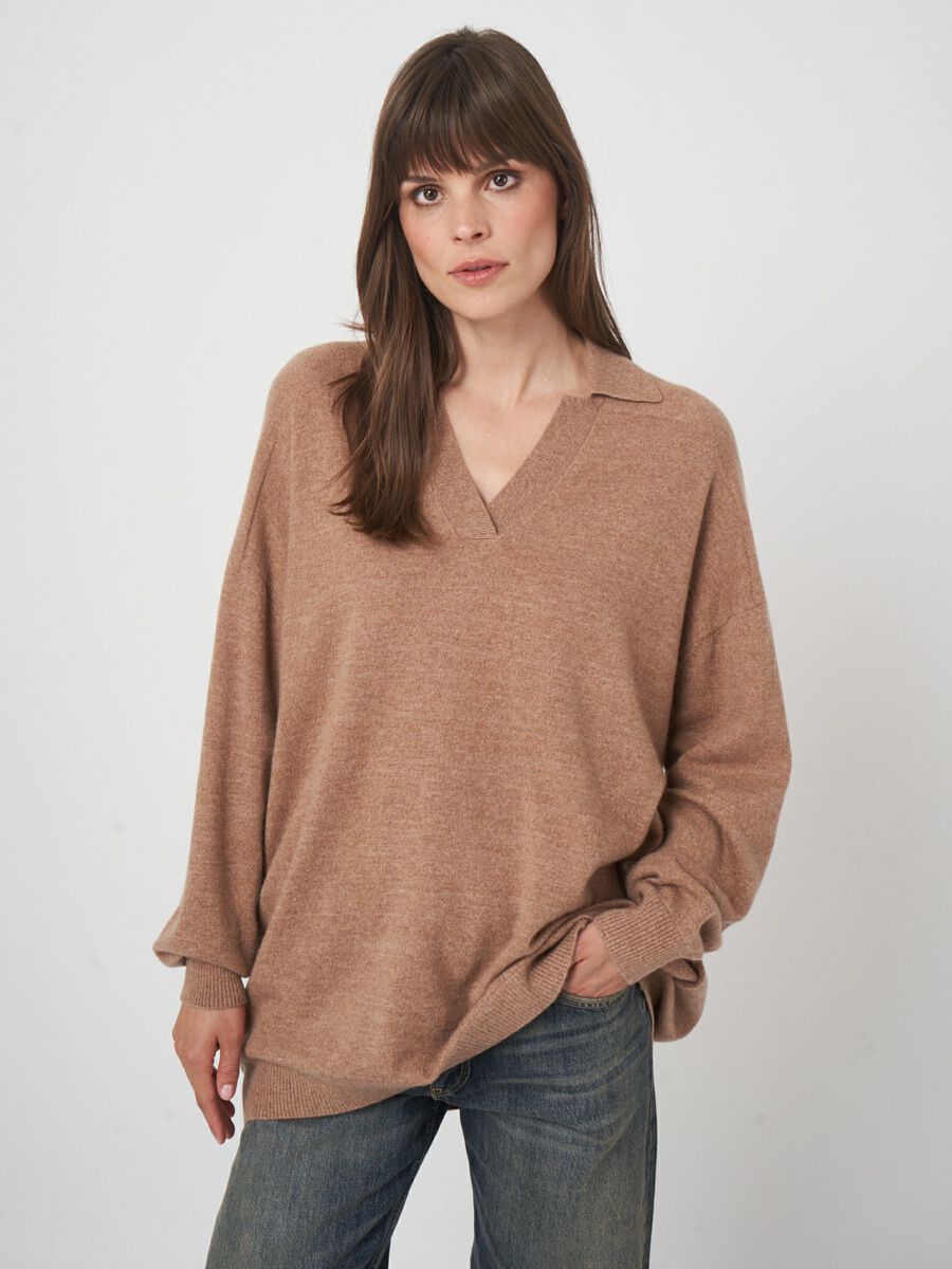 Pull col polo oversize — maille fine & douceur repeat image number 0