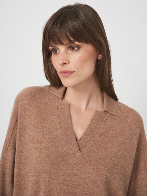 Oversized cashmere blend polo neck sweater