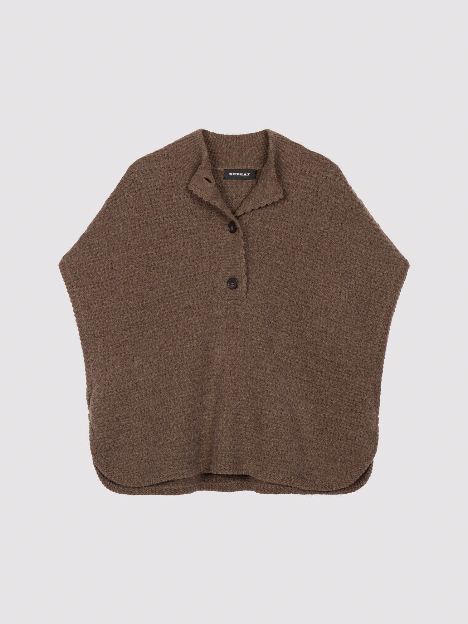 Luxe kasjmier poncho met textuur en losvallende pasvorm afbeelding
