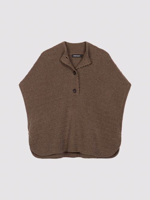 Luxe kasjmier poncho met textuur en losvallende pasvorm