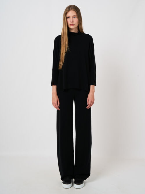 Relaxed fit poncho-style sweater in a cashmere blend