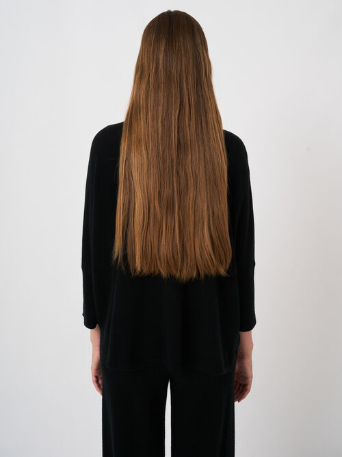 Relaxed fit poncho-style sweater in a cashmere blend