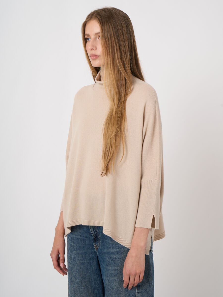 Cashmere-Blend Poncho Sweater with Stand Collar image number 0