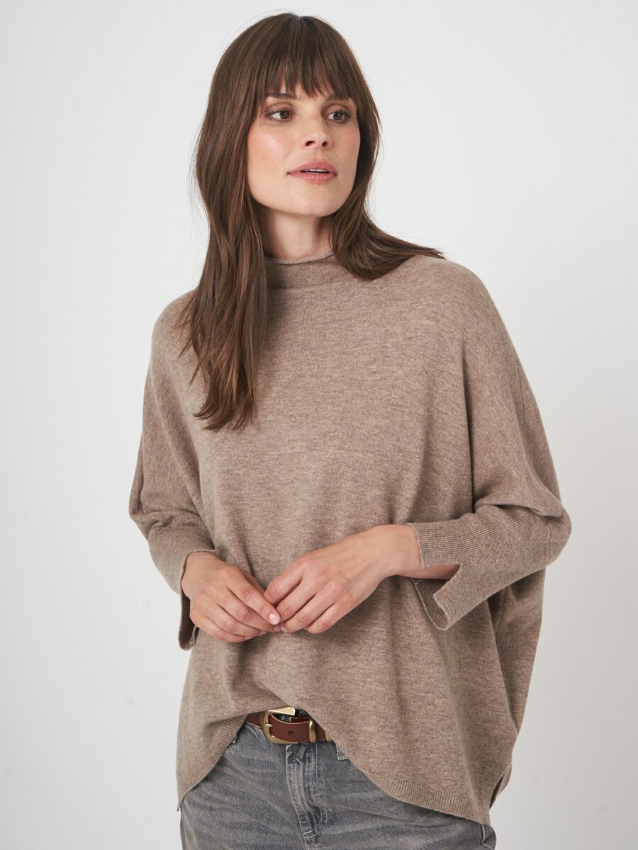 Relaxed fit poncho-style sweater in a cashmere blend image number 0