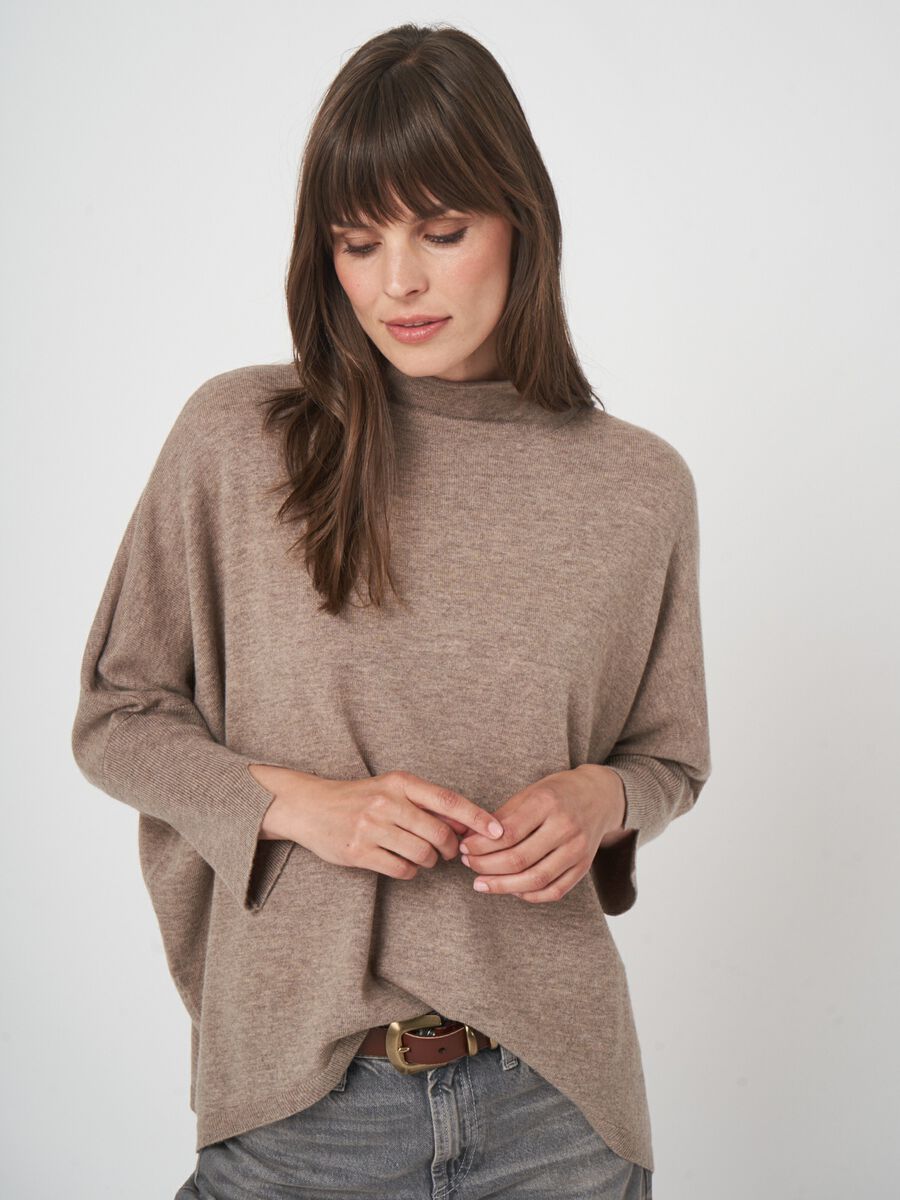 Relaxed fit poncho-style sweater in a cashmere blend image number 1