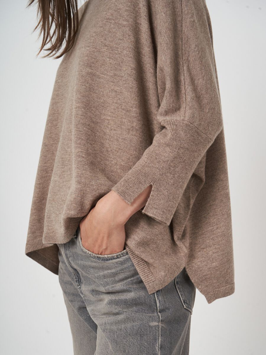 Relaxed fit poncho-style sweater in a cashmere blend image number 2