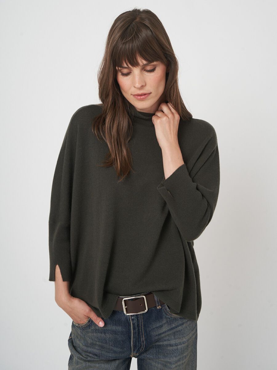 Relaxed fit poncho-style sweater in a cashmere blend image number 0