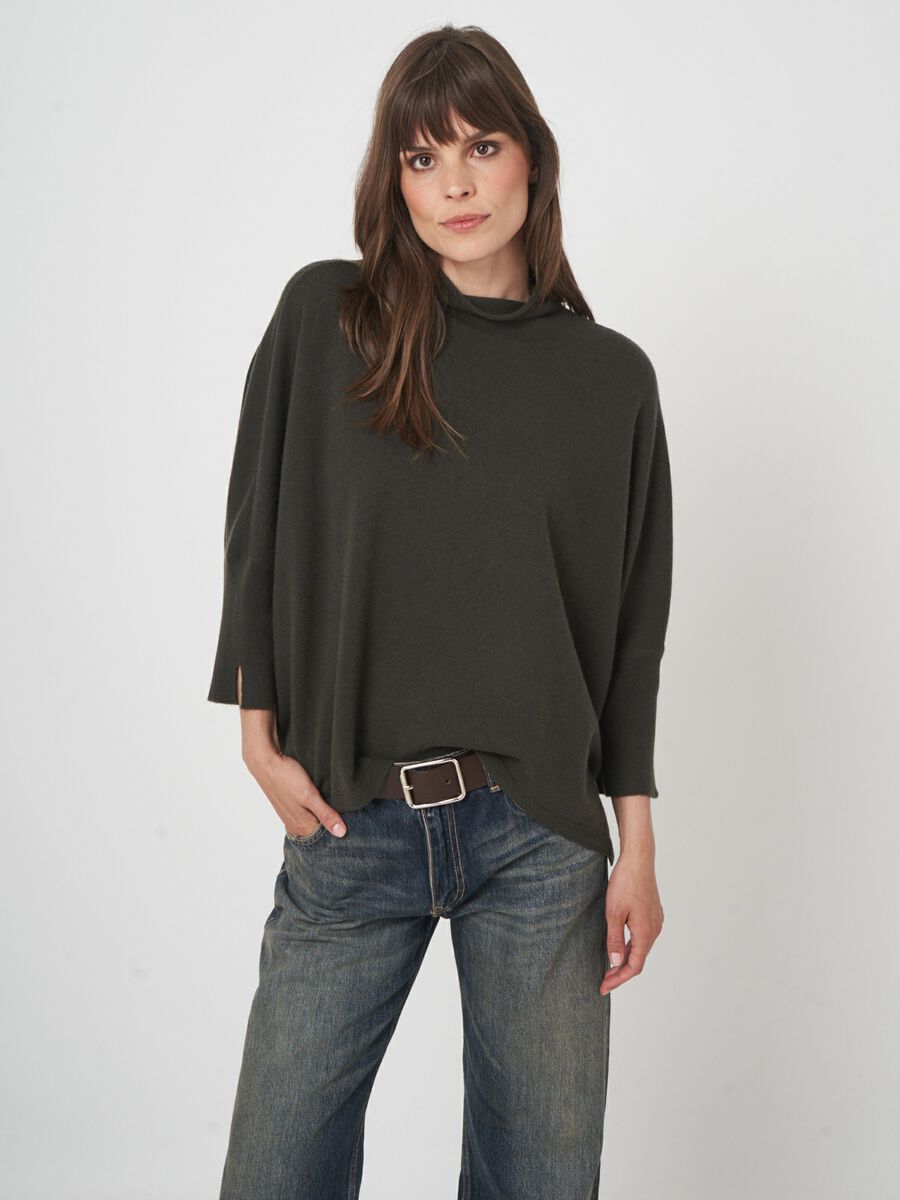 Relaxed fit poncho-style sweater in a cashmere blend image number 2