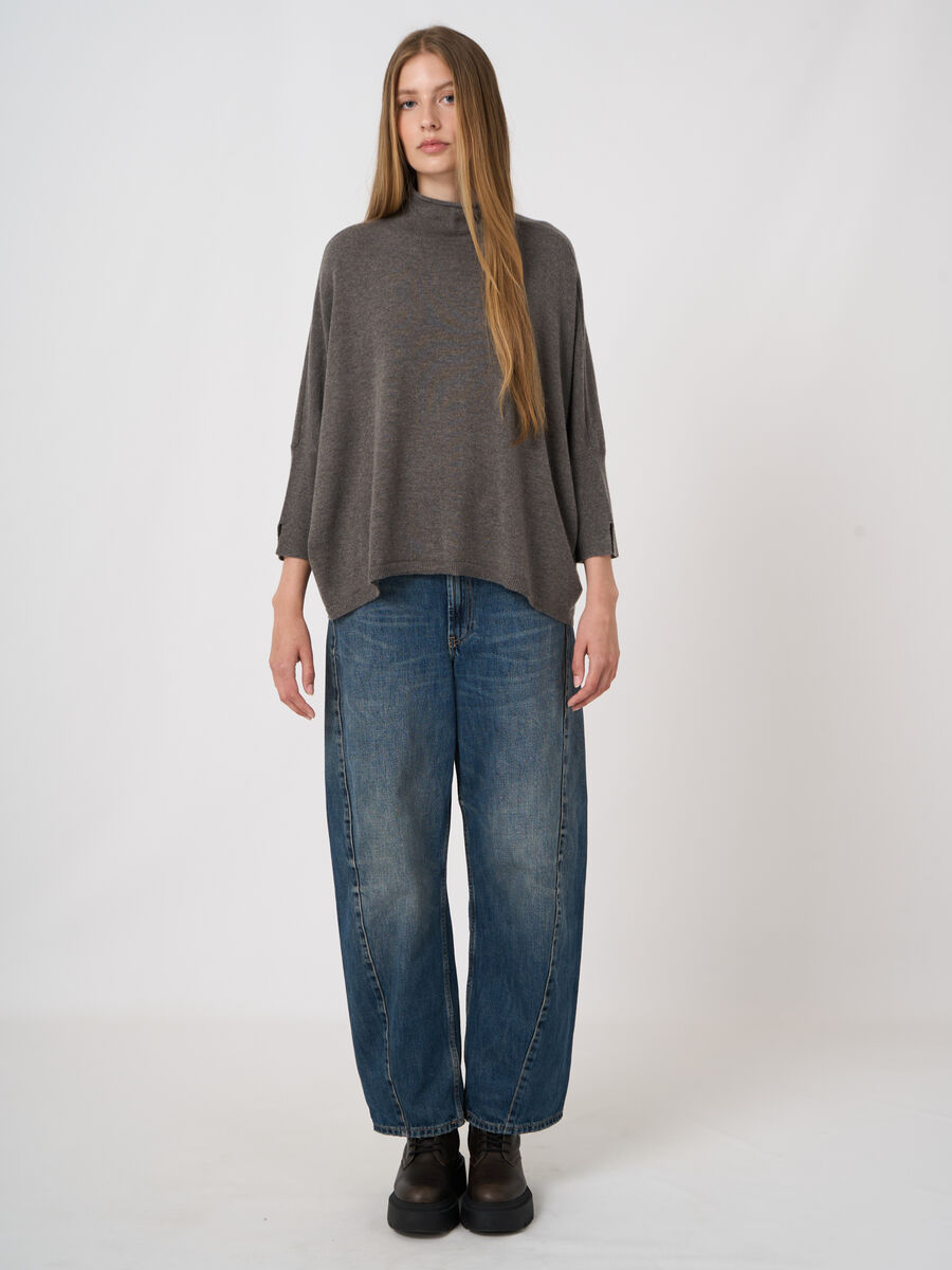 Cashmere-Blend Poncho Sweater with Stand Collar image number 2
