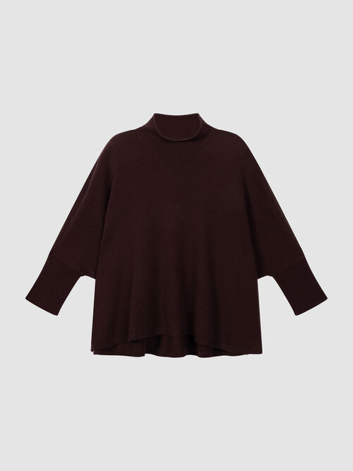 Relaxed fit poncho-style sweater in a cashmere blend