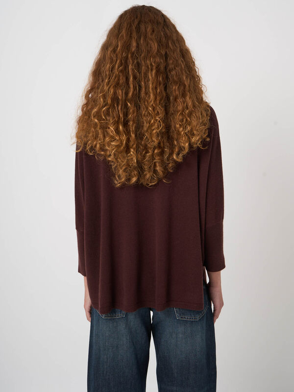Cashmere-Blend Poncho Sweater with Stand Collar image number 5
