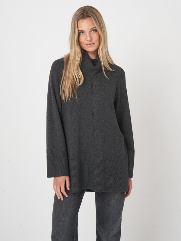 Long fit a-line turtleneck pullover image number 0