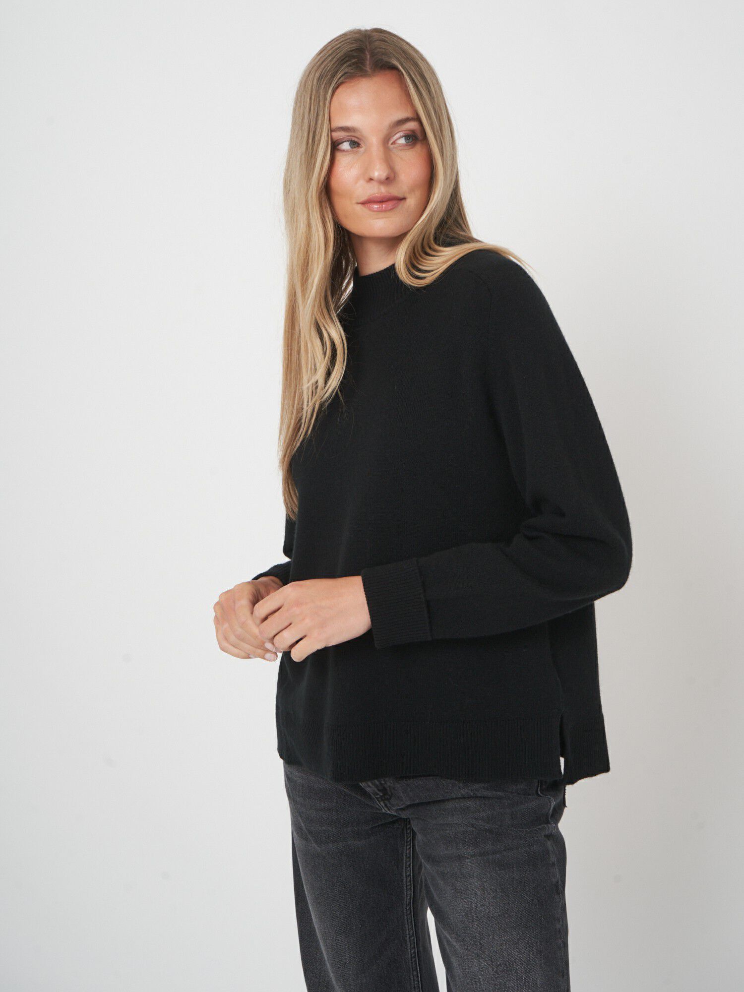 Luxe terry knit pullover met klassieke snit afbeelding