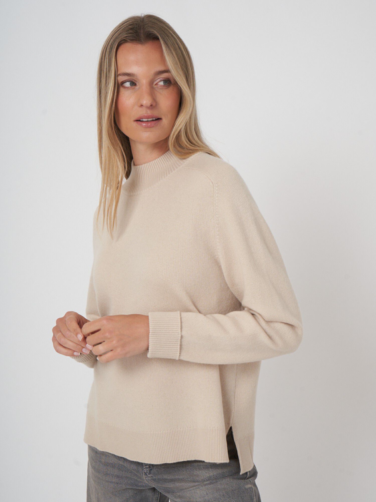 Luxe terry knit pullover met klassieke snit afbeelding