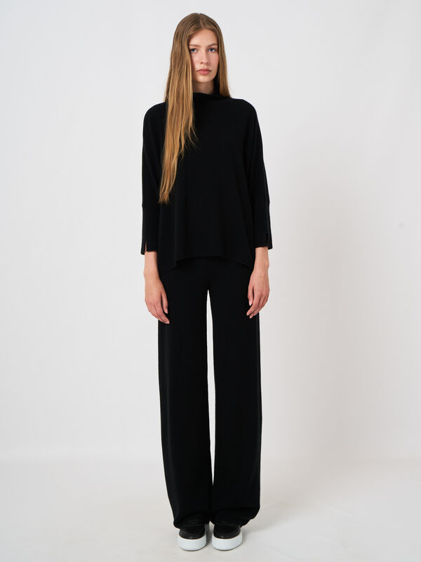 Cashmere-Blend Terry Knit Wide-Leg Pants image number 0