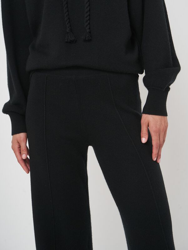 Wide leg terry knit pants image number 1