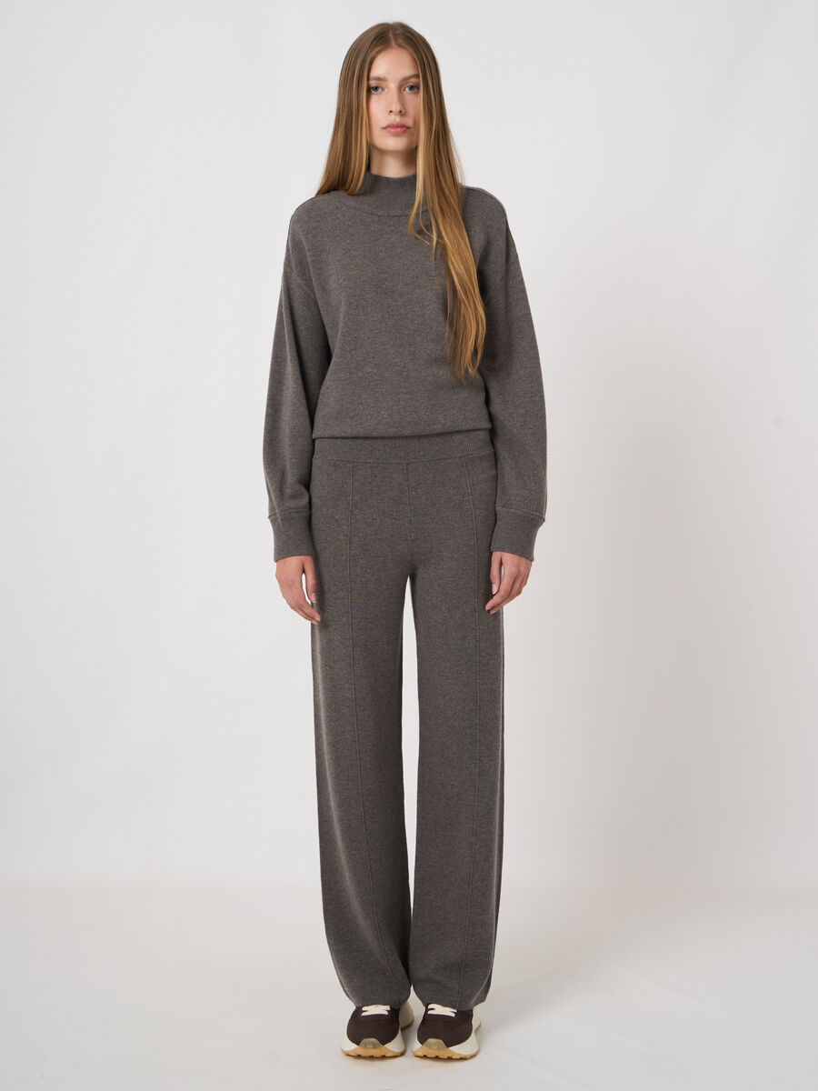 Cashmere-Blend Terry Knit Wide-Leg Pants image number 0