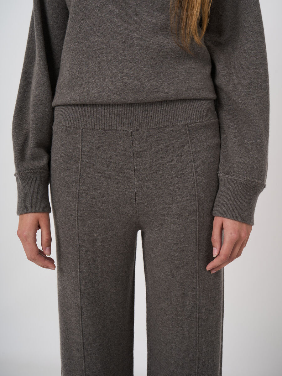 Cashmere-Blend Terry Knit Wide-Leg Pants image number 1
