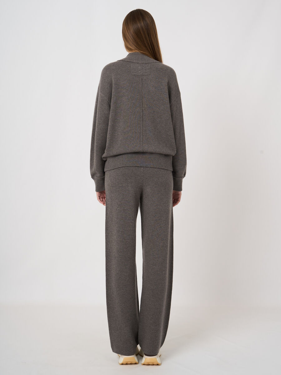 Cashmere-Blend Terry Knit Wide-Leg Pants image number 3