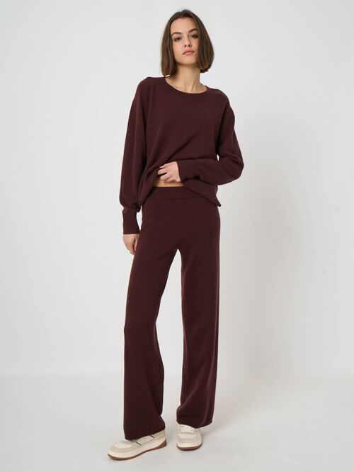 Wide leg terry knit pants