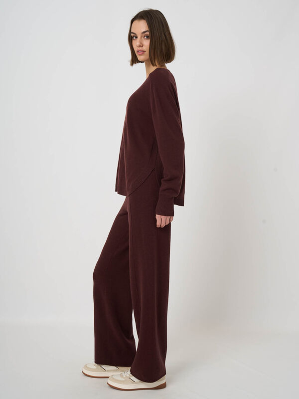 Kaschmirmix-Terry-Strickhose mit weitem Bein image number 4