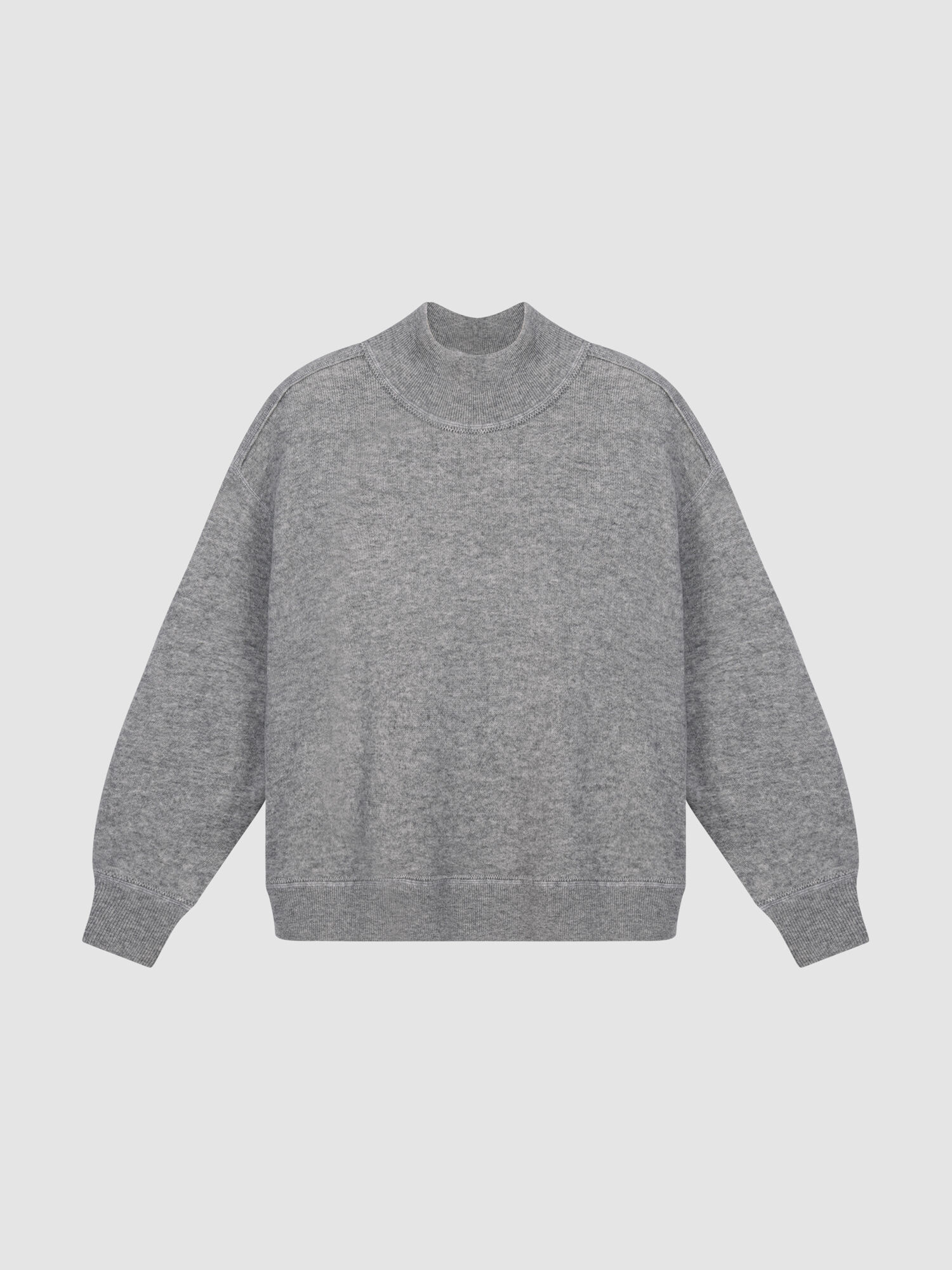 Wol-kasjmier terry trui met mock neck