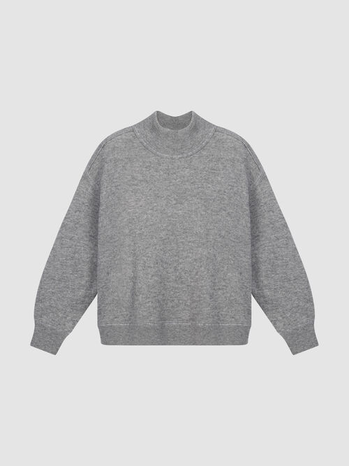 Woll-Kaschmir-Terry-Pullover mit Mock Neck