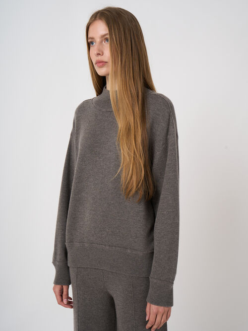 Woll-Kaschmir-Terry-Pullover mit Mock Neck