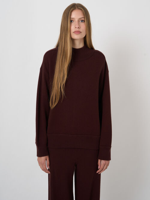 Woll-Kaschmir-Terry-Pullover mit Mock Neck