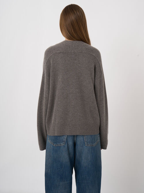 Cashmere-Blend V-Neck Cardigan with Patch Pockets