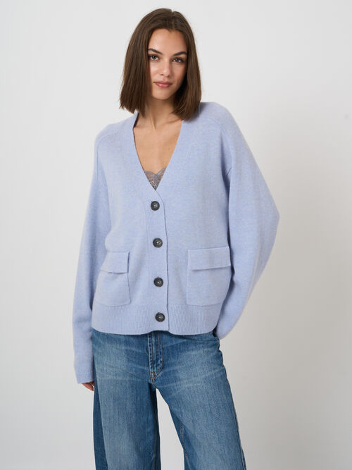 Cashmere-Blend V-Neck Cardigan with Patch Pockets
