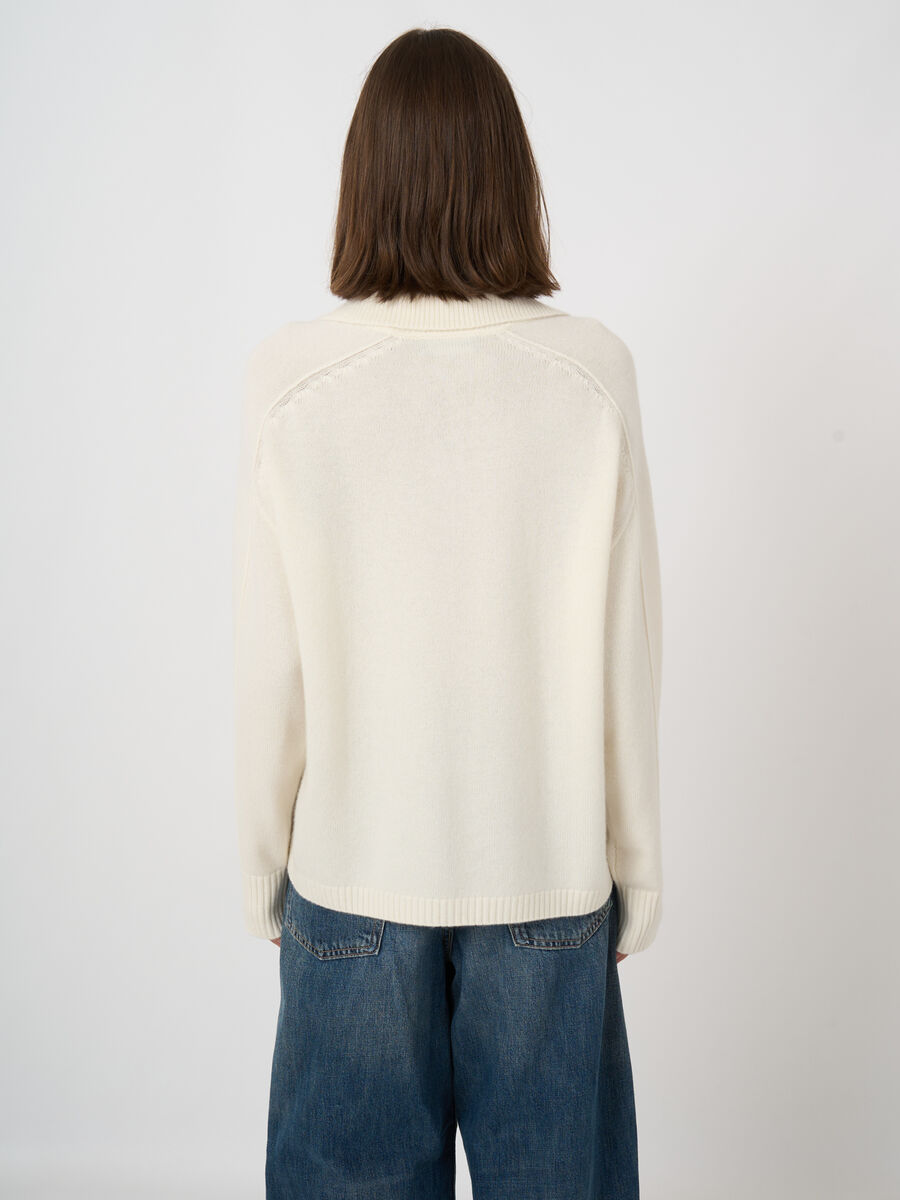 Wool-Cashmere Sweater with Ribbed Polo Neckline image number 3