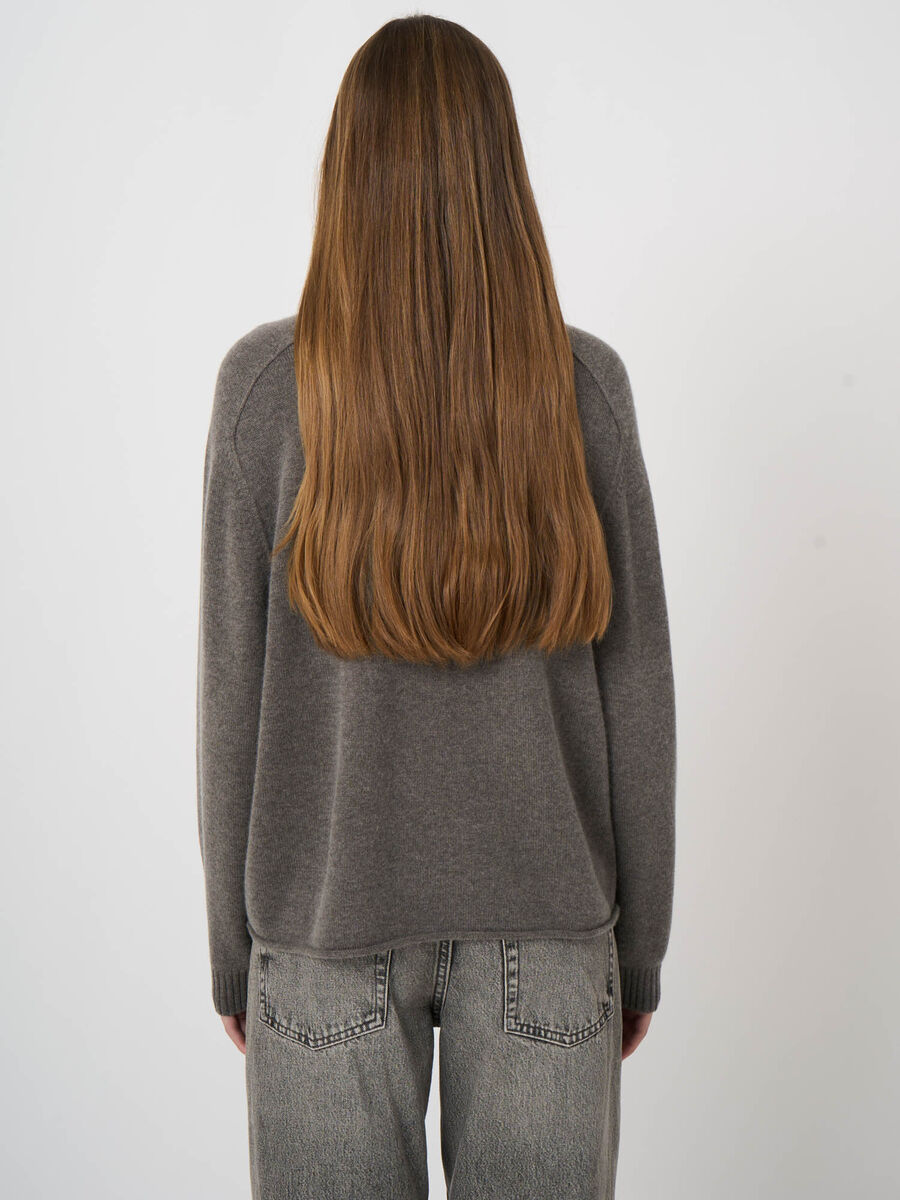 Wool-Cashmere Argyle Intarsia Sweater with Stand Collar image number 5